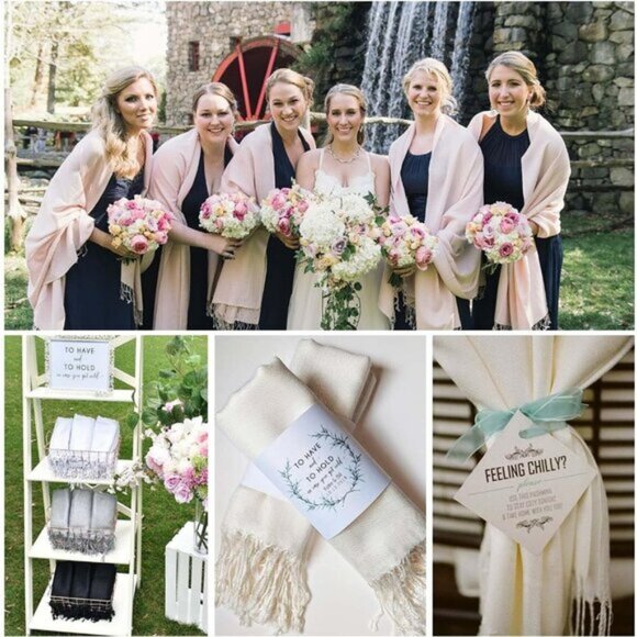 ⚡Women's Dull Peach Pashmina Evening Dress Bridesmaid Winter Warm Long Scarf - Picture 6 of 6